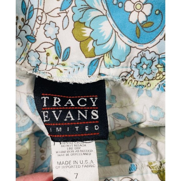 Tracy Evans Skirt Womans Sz 7 Floral Flowers Back Zip Spring Easter A Line - Picture 8 of 8